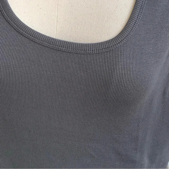 ULLA POPKEN Ribbed Tank Top Dark Gray Plus Size 24 26 NWT Sleeveless Shirt New - Picture 4 of 9